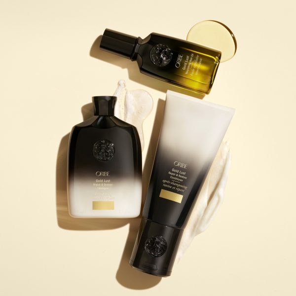 Oribe Gold Lust Range, Gold Lust Nourishing Hair Oil. Gold Lust Shampoo Conditioner